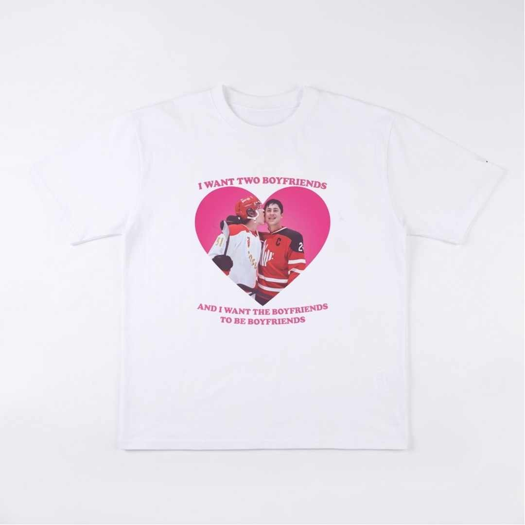 "Two Boyfriends" Hockey Romance Trope T-Shirt